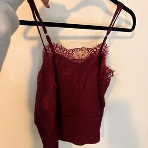 Lulu's Burgundy Lace Cami Top